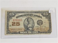 Dominion of Canada .25 cent  Shinplaster