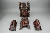 4 Pieces of Chinese Wood Masks