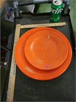 2 Orange Pottery Plates
