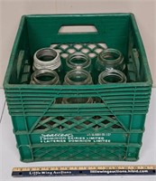 Vintage CROWN Jars in Plastic SEALTEST Crate