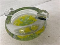 Vintage Art Glass Ash Tray - Signed SIC