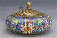 CLOISONNE BUDDISM FLOWER OPENWORK CENSER