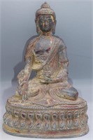 GILT & LACQUERED SEATED FIGURE OF GAUTAMA BUDDHA