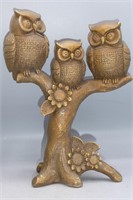 METAL SCULPTURE OF OWL FAMILY