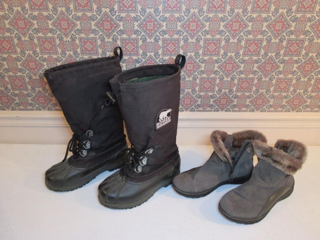 Sorel boots (size 8) & Bare Trap boots