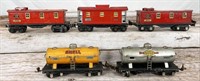 5pc Lionel prewar O gauge caboose/tank cars: 654