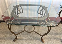 Light Metal Base Table #1 w/Beveled Glass Top