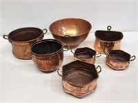 Copperware Bowls with Brass Handles