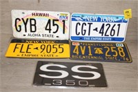 Group of 5 License Tags; Hawaii, New  York,