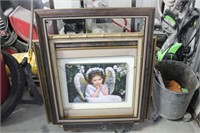 LOT OF FRAMES AND 1 PRINT, NO GLASS- NO SHIPPING