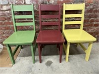 (3) Wooden Kids Chairs