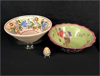 Decorative Bowls, Cake Stand, and Decorative Egg