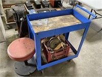 Workshop Trolley, Stool and Box Lot Ropes, Ties