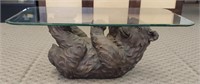 2-Pc Bear & Glass Coffee Table