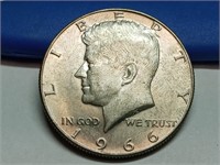 OF) 1966 Kennedy silver half dollar