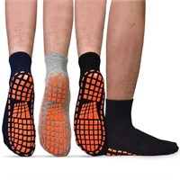 C625  Skibeaut Men Non Slip Grips Socks, 3 Pairs