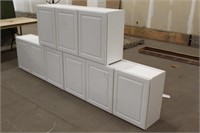 (3) 3-Door White Laundry Cabinets