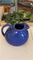 USA pottery blue ball pitcher
