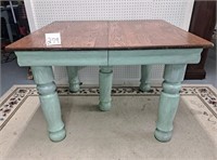 5 leg oak top table w/painted legs