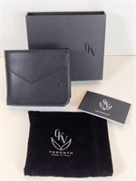 NEW OKV Toronto Leather Wallet (Black) w/Bag