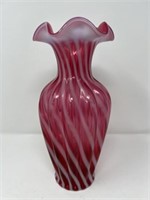 Fenton Cranberry Opalescent Vase 11"H