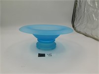 BLUE TIFFIN SATIN GLASS BOWL ON PEDISTAL SEE NOTE