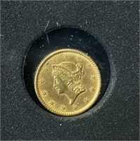 1853 Liberty Head Gold Dollar, Type 1 (MS60)