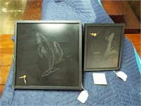 1 hand etched glass “Whale” clock and