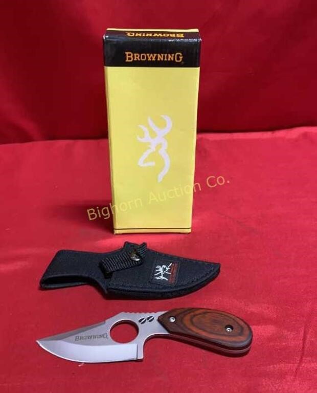 Browning Logo 087 Knife W/ Sheath & Box