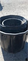 Lot with plastic planter buckets approx 10 total