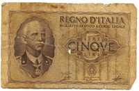 Italy Cinque Lire Note