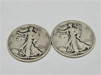 2- 1935 Walking Liberty Silver Half Dollar Coins