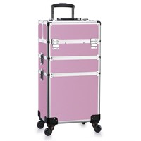 3-In-1 Rolling Makeup Case - Pink