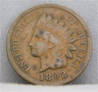 1892 Indian Head Penny. Note: Good Condition.