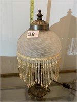 GLASS BEADED LAMP W/ SHADE 13.5" H