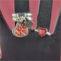 Two .925 silver rings with hearts - Large heart