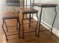 Nesting tables with metal base