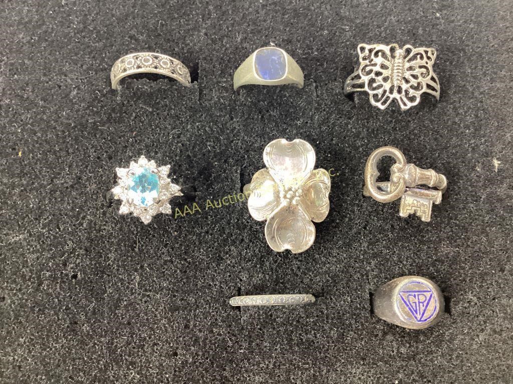 (8) Sterling rings sizes 2.5, 5.75, 5.5, 11.75,