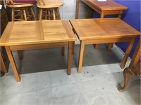 Mid. Entire Modern Wood Teak End Tables Set 2