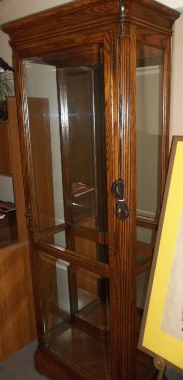 Lighted Oak Curio Cabinet