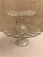 Pair of Clear Glass Cake Plates