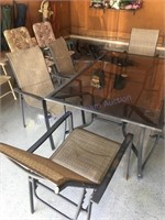 Patio table 6 chairs small table two bench seats