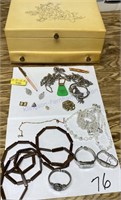 Vintage and Newer Jewelry Lot and Jewelry Box