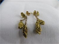 PAIR 10KT YELLOW GOLD NUGGET EARRINGS