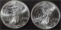 (2) 2015 AMERICAN SILVER EAGLES BU