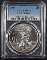 2014 AMERICAN SILVER EAGLE PCGS MS-70