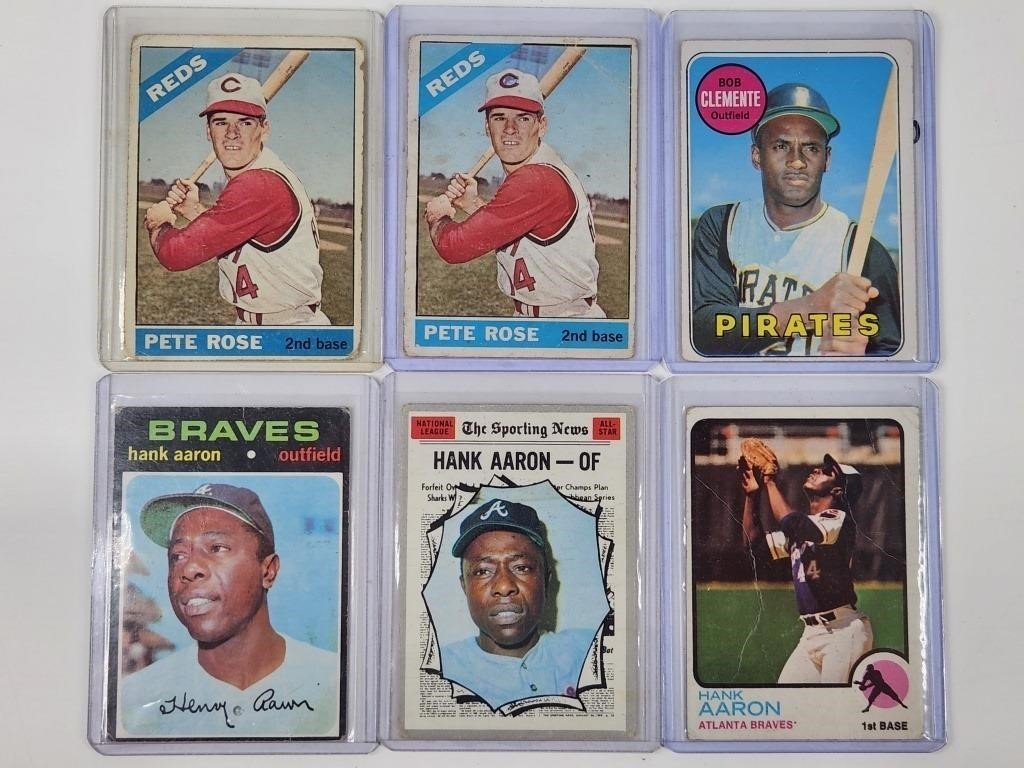 PETE ROSE, HANK AARON, CLEMENTE CARDS