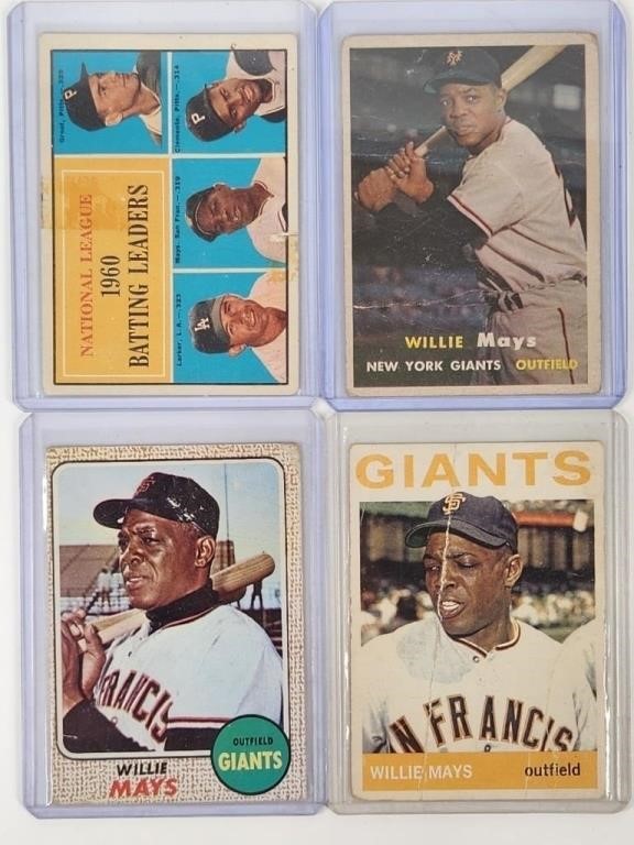 (4) VINTAGE WILLIE MAYS BASEBALL CARDS