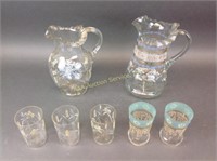 Victorian Enameled Glass Pitchers & Tumblers