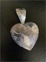 925 Silver Large Heart pendant marked 925 Mexico
